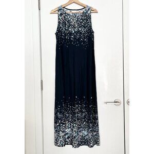 Pure Jill Tank Maxi Dress Size S Blue Speckled Cotton Blend Stretchy Comfy